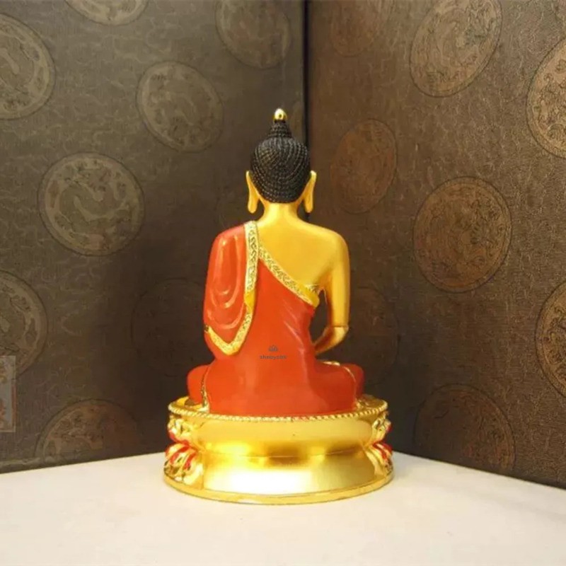 14.5cm Exquisite Copper Alloy Amitabha Buddha Statue Handmade Buddhist Ornament