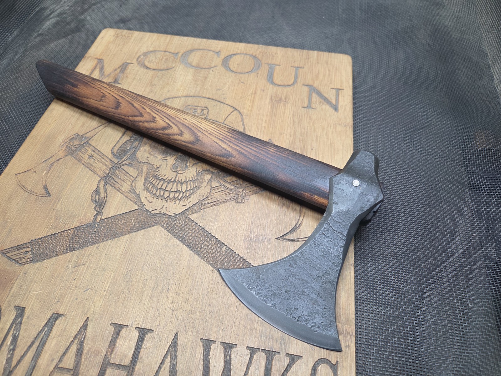 THROWING TOMAHAWK BY MARK MCCOUN 14″ THROWING POLL AXE MADE IN THE USA