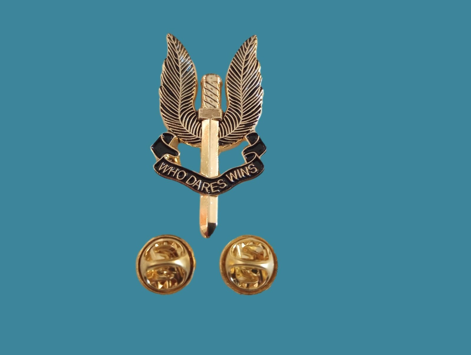 MILITARY SAS BRITISH SPECIAL FORCES HAT BERET PIN BADGE DOUBLE CLUTCH BACK
