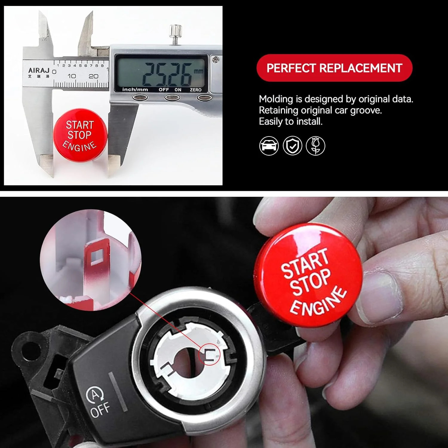 Red Engine Start Stop Switch Push Button Replace Cover for BMW 1 2 3 4 5 6 7 X1