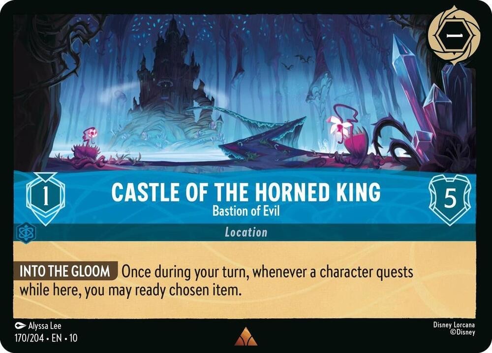 Disney Lorcana Whispers in the Well – 170 Castle of Horned King, Rare Non Foil