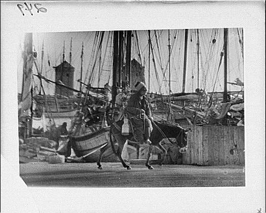 Photo:Europe 1900s Docked Sailing Ships Horse Cart Harbor Scene