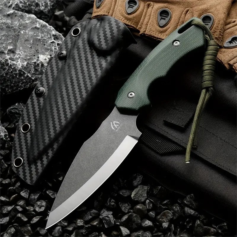 8.19″ Full Tang Fixed Blade Knife Kydex Sheath Space Age Linen Handle