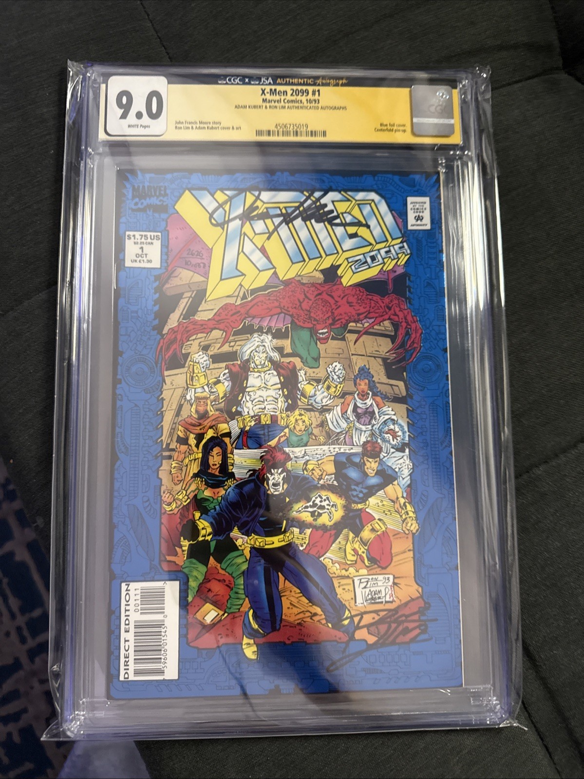 X-Men 2099 1 CGC 9.0 Blue Foil Signed Adam Kubert & Ron Lin