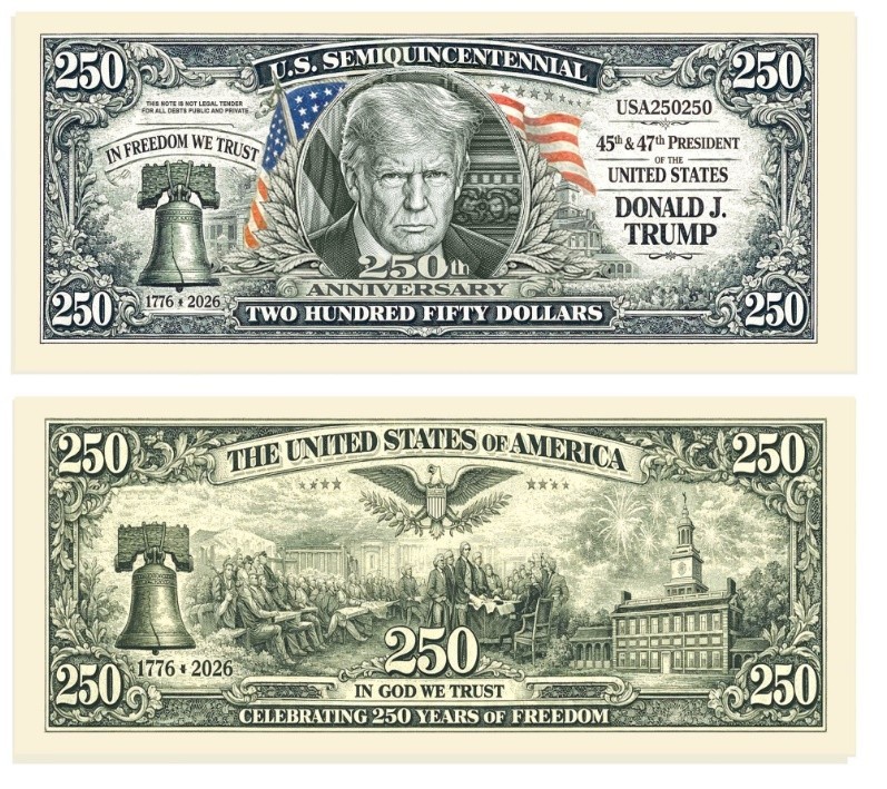 10 Pack Donald Trump USA 250th Anniversary Dollar Bill Collectible Freedom Money