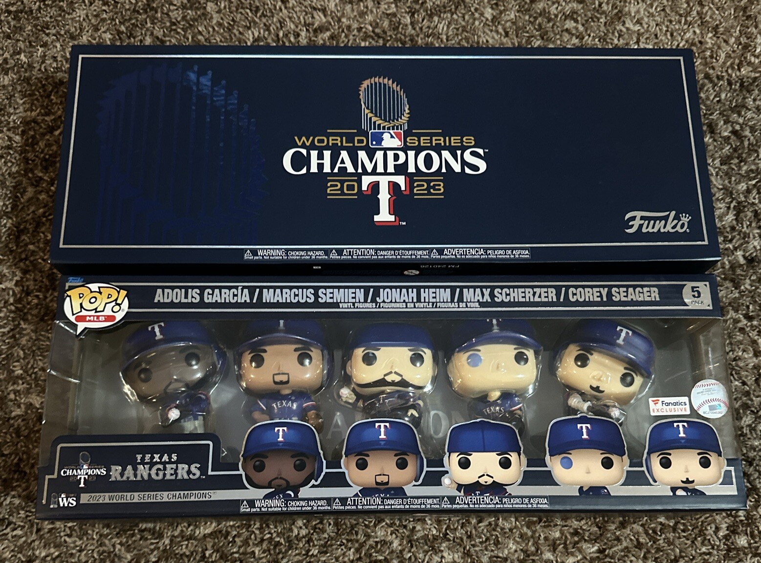 Funko POP! Texas Rangers MLB 2023 World Series Champions Fanatics Exclusive Five