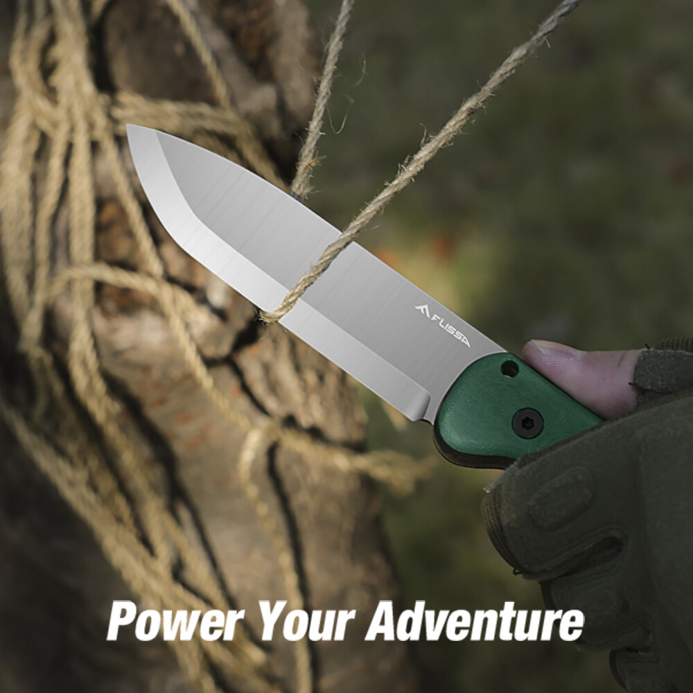 FLISSA 9inch Fixed Blade Knife Full Tang D2 Steel Hunting Knife w/Micarta Handle