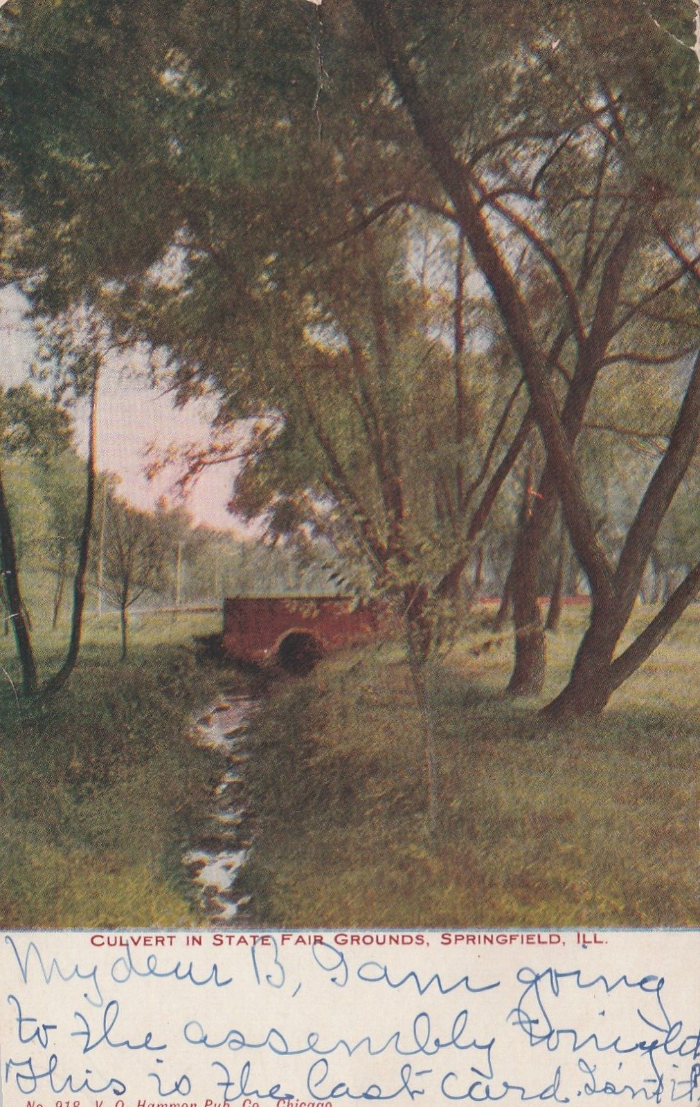 Springfield IL Illinois Culvert in State Fair Grounds 1906 Antique Postcard
