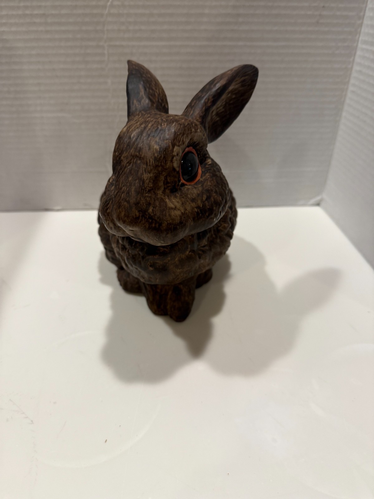 Vintage Bunny Rabbit figure Ceramic Mold Hand Painted 7.5″H X 10″L X 5″W DK.BRO