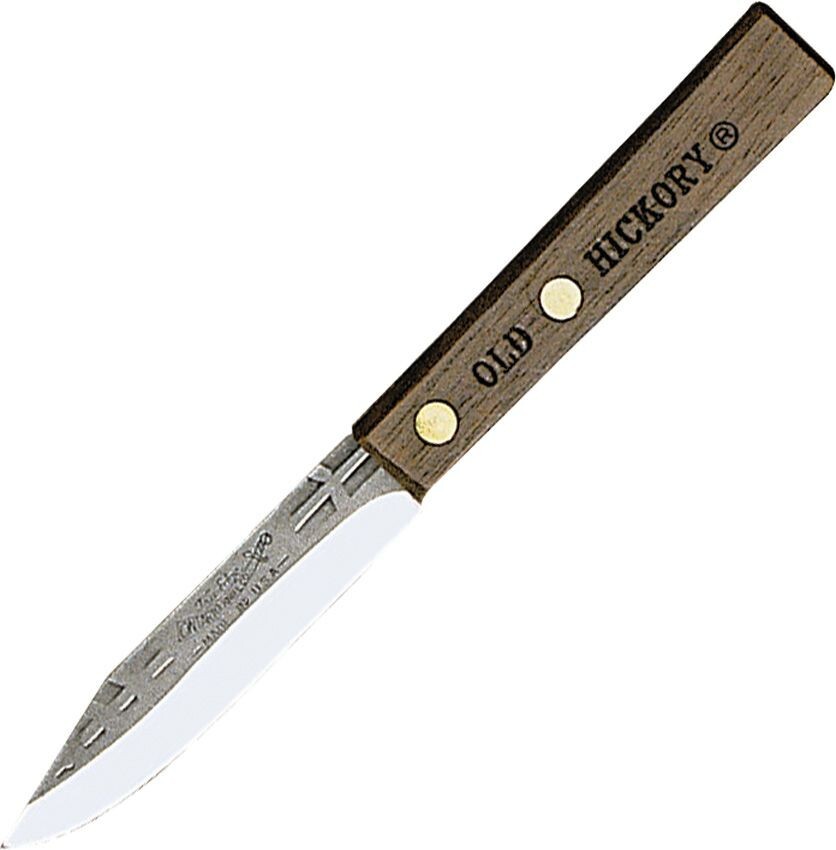 Old Hickory Paring Knife 3 1/4″ High Carbon Steel Hickory Wood Fixed Knife 7533