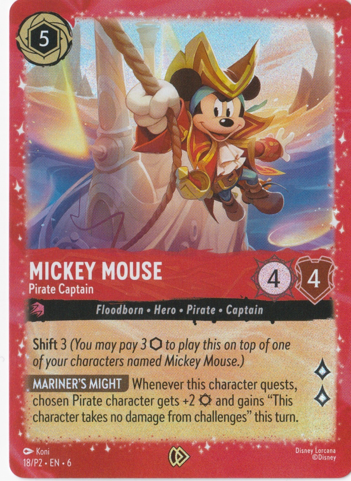 Disney Lorcana – Mickey Mouse Pirate Captain 18/P2 (NOT SEALED) NEW