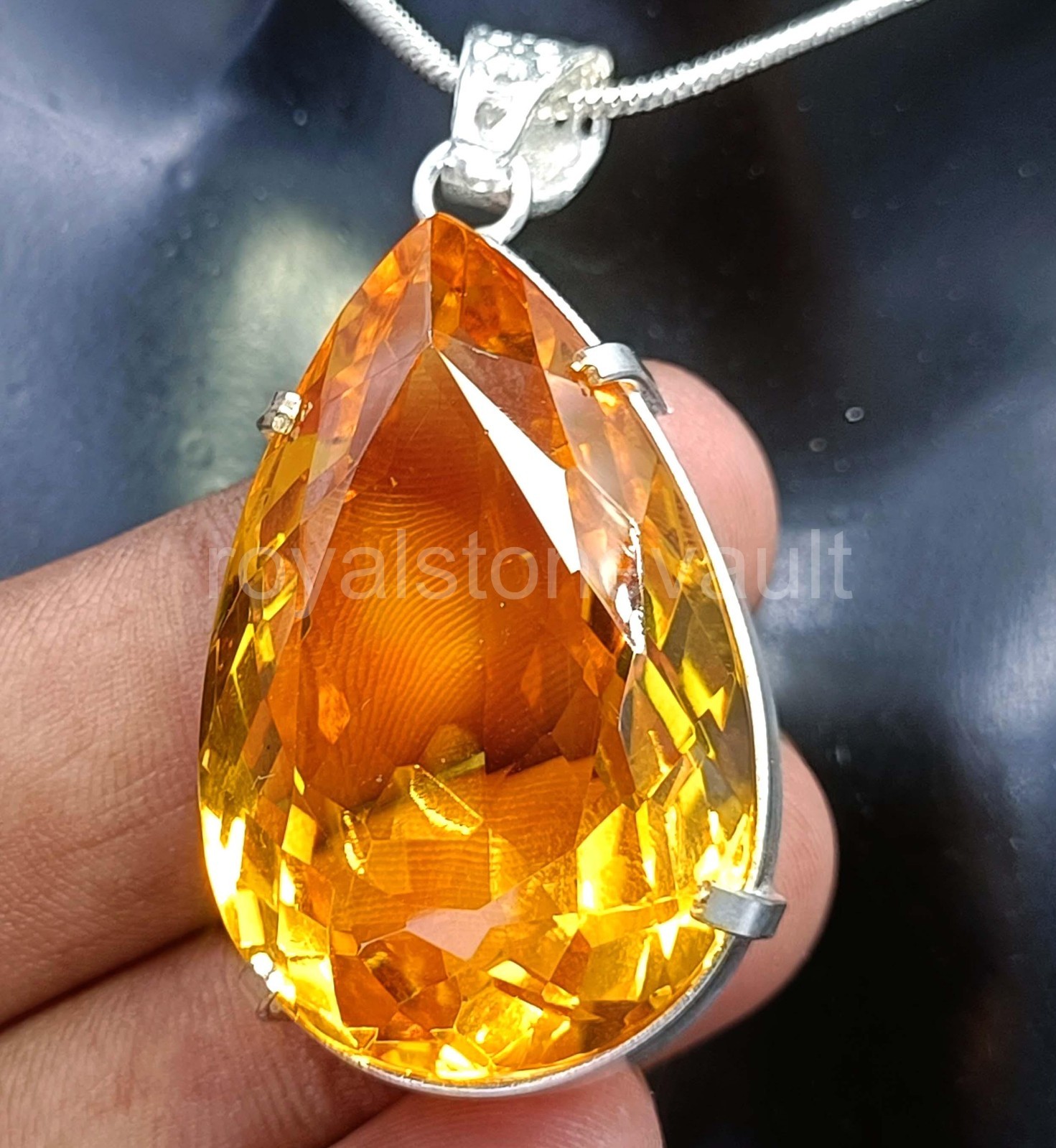 101.4Ct Natural Yellow Sapphire Pendant Pear Shape 925 Silver IGL Certified 5JOY