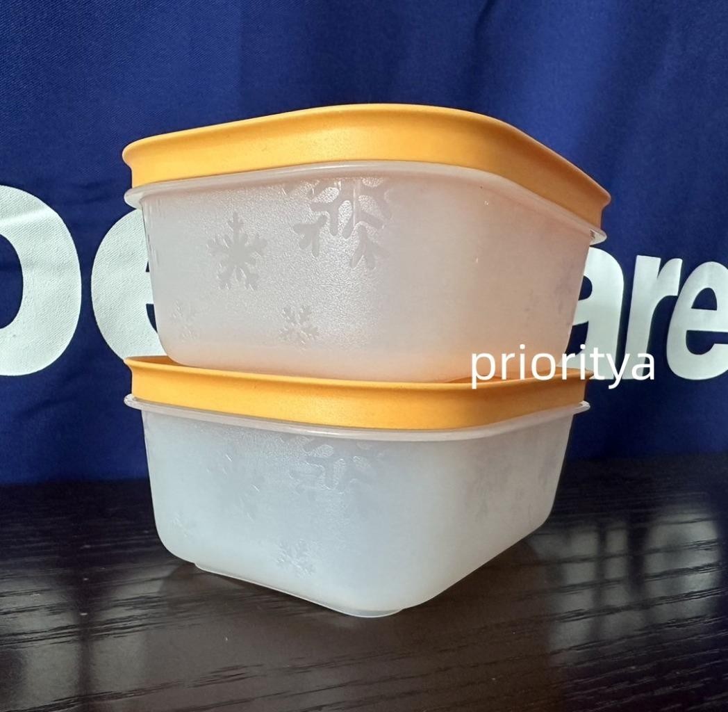 Tupperware Freezer Mates PLUS Snowflake Small Container 450ml Set 2 Orange New