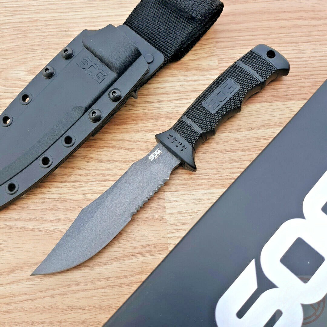 SOG Seal Pup Fixed Knife 4.75″ AUS-8 Stainless Blade Reinforced Zytel Handle