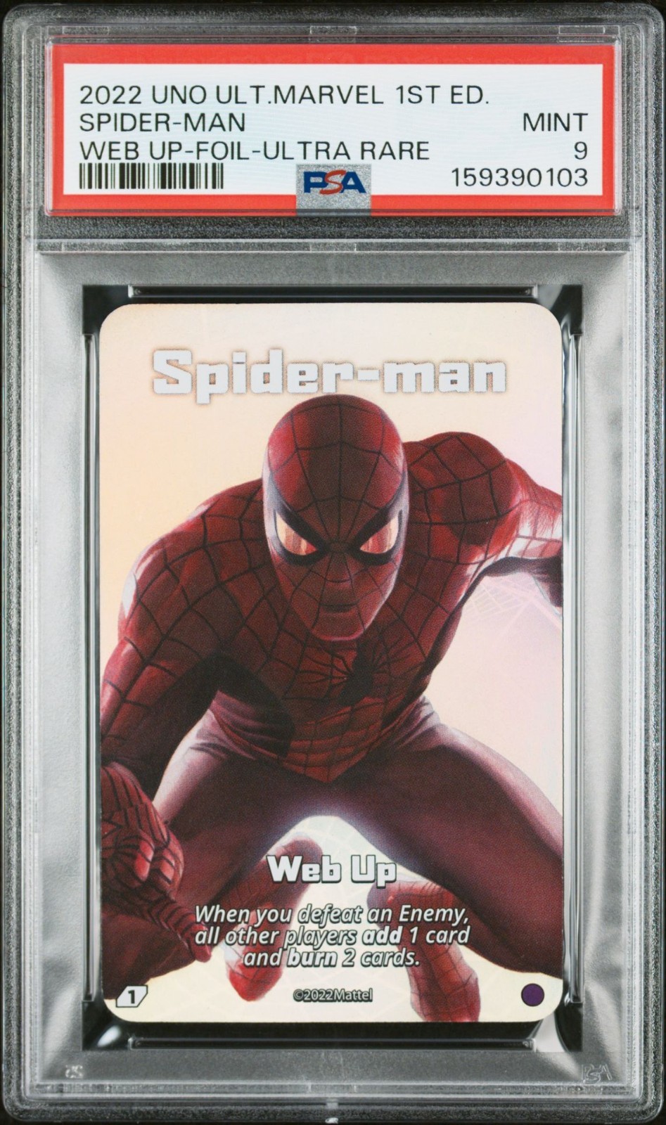 2022 Uno Ultimate Marvel Spider-Man Web Up Foil Ultra Rare PSA 9