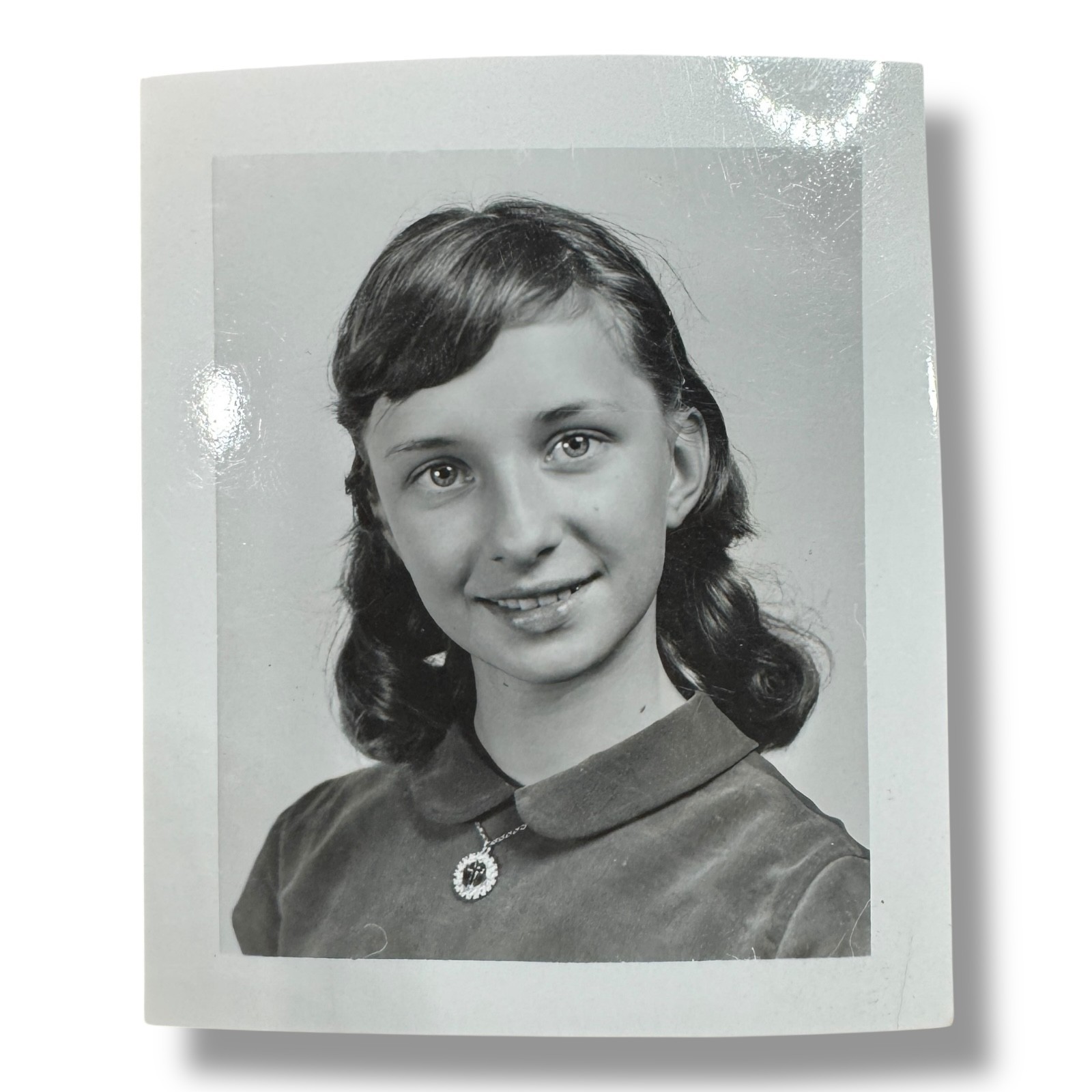 Vintage 1950s Portrait Studio Photograph Smiling Young Person Glossy Photo USA