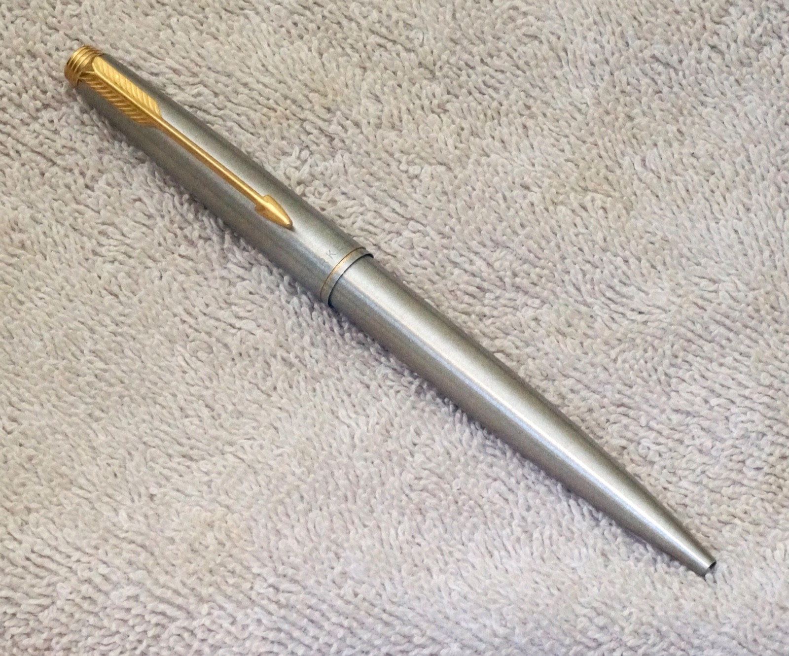 Parker 75 Flighter Ball Pen Gold Trim Brushed Stainless, Clean, A Prominent Pen