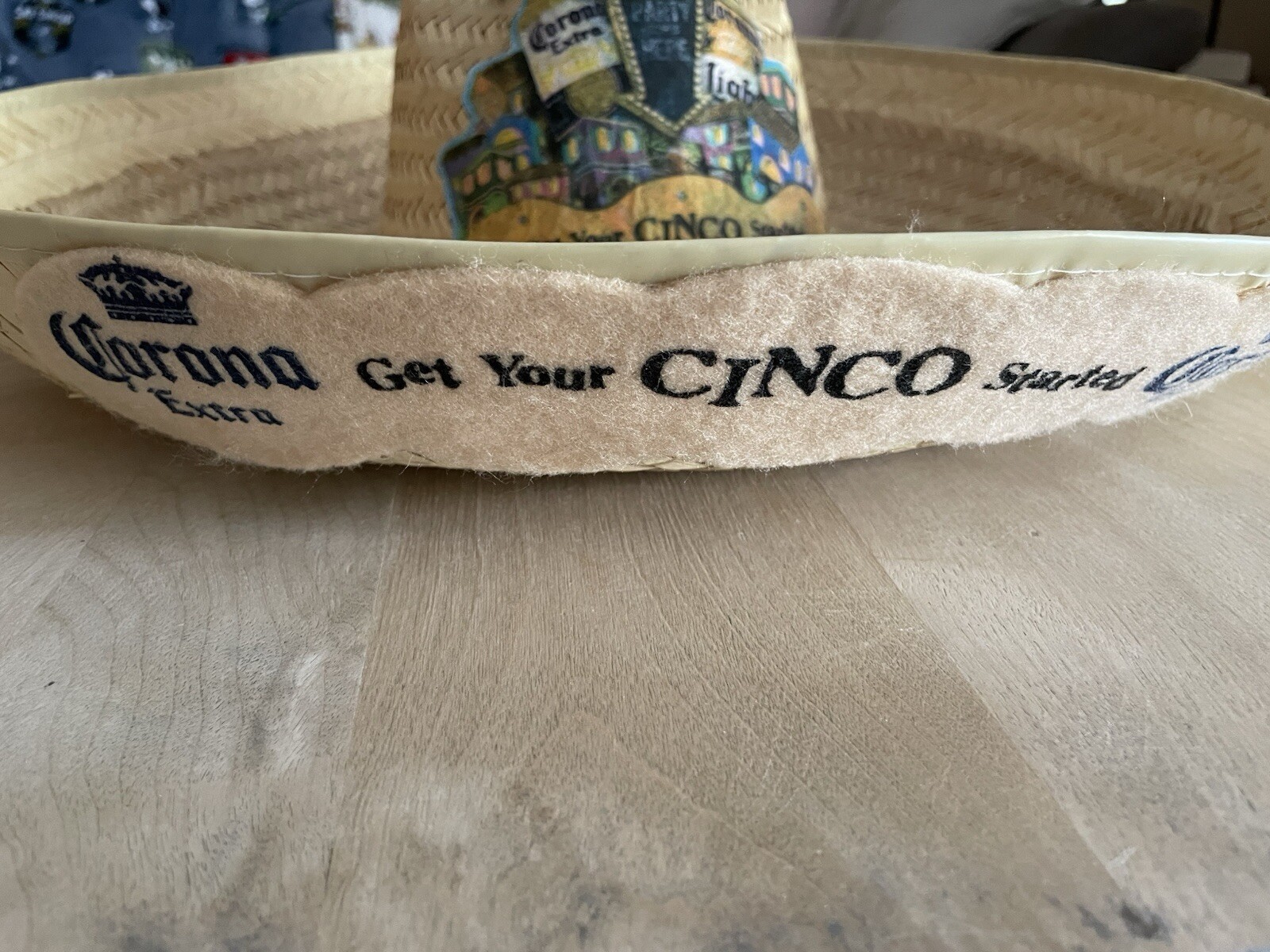CORONA EXTRA BEER GET YOUR CINCO STARTED STRAW SOMBRERO HAT 19″