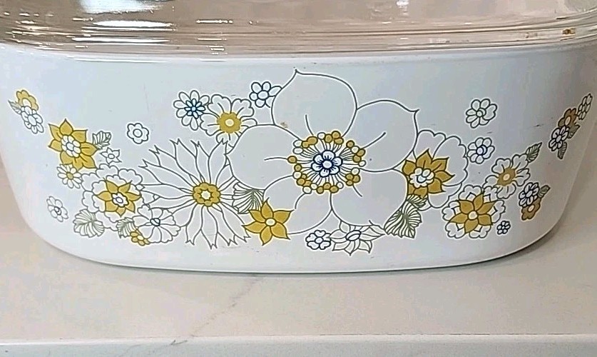 4 Quart Floral Bouquet Corning Ware Casserole A- 84-B & Dome Lid EUC