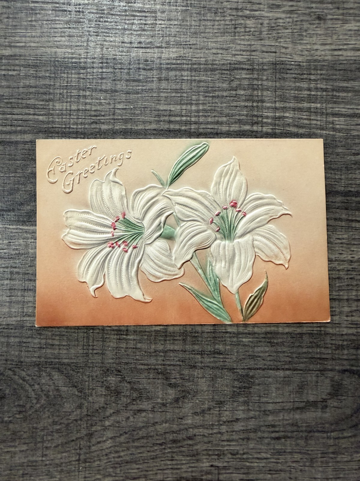 Easter Greetings Divided Back Embossed Airbrushed Postcard