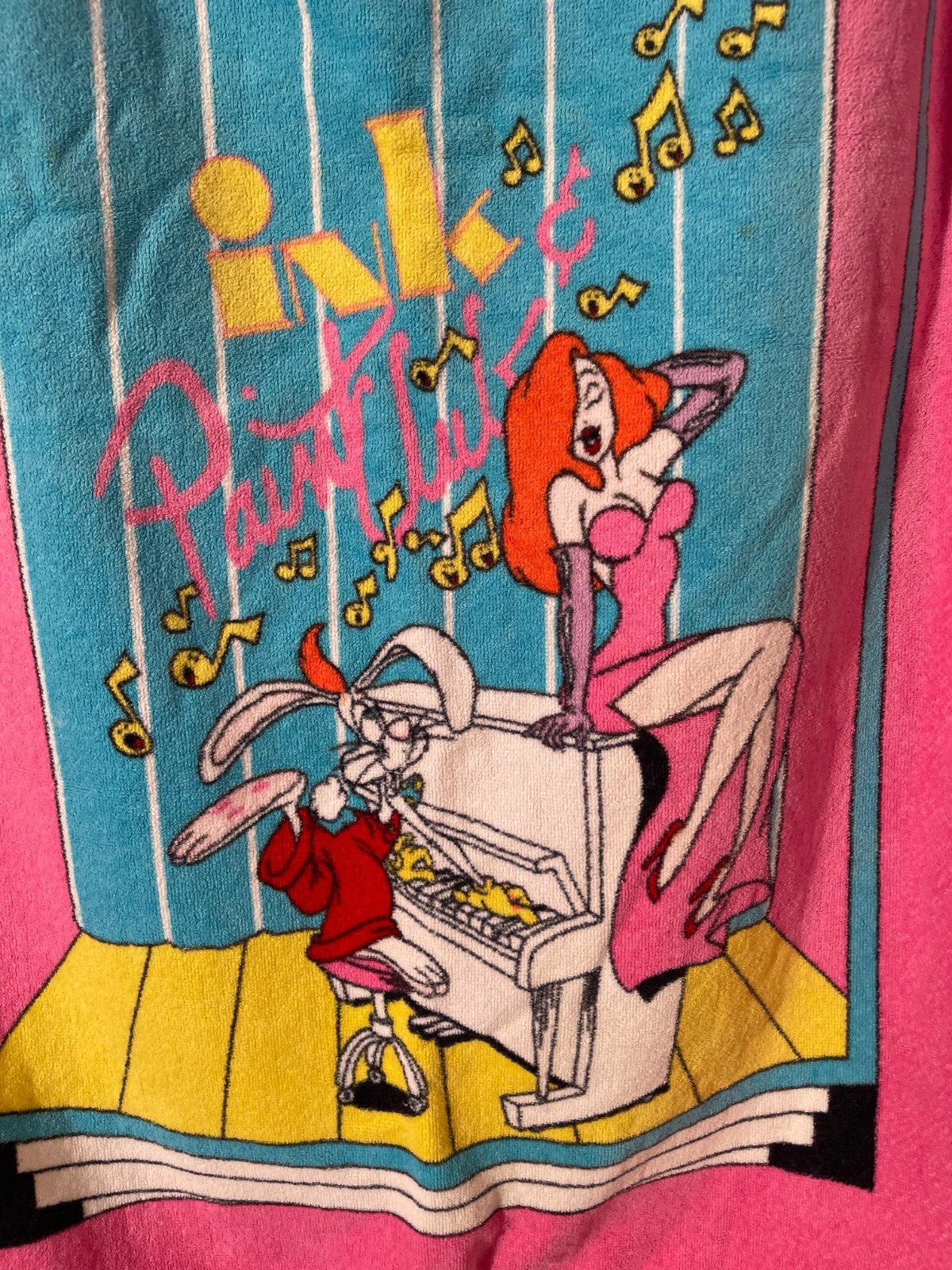 Vintage 80s Who Framed Roger Rabbit Beach Towel 1980s Retro Ink & Paint Club