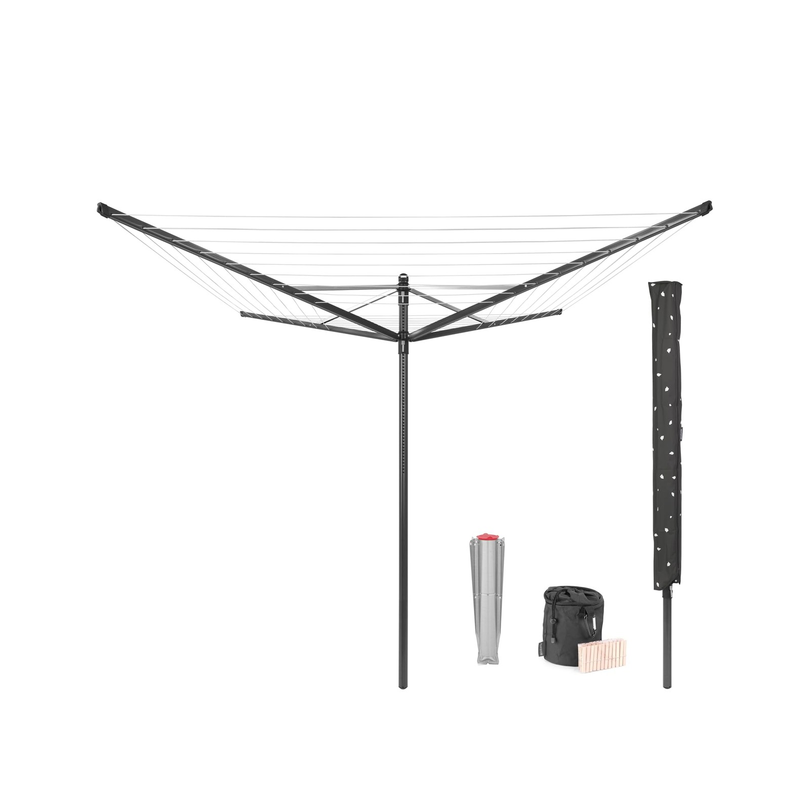 Brabantia Lift-O-Matic Outdoor 4 Arm Clothesline 164 Ft/ 1.8 Height Adjustable