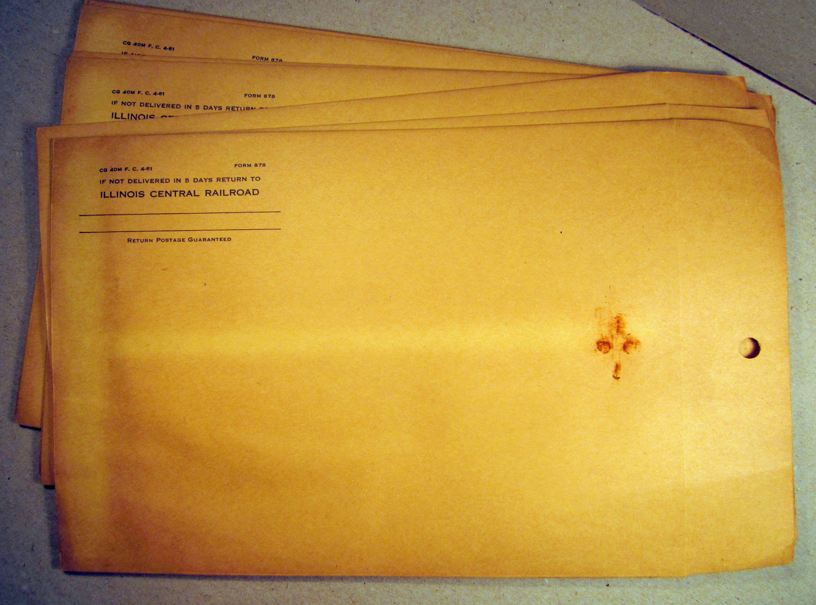 Illinois Central Railroad 1960’s Envelope Lot of 12 7-1/2 x 10 1/2 NOS Old RR