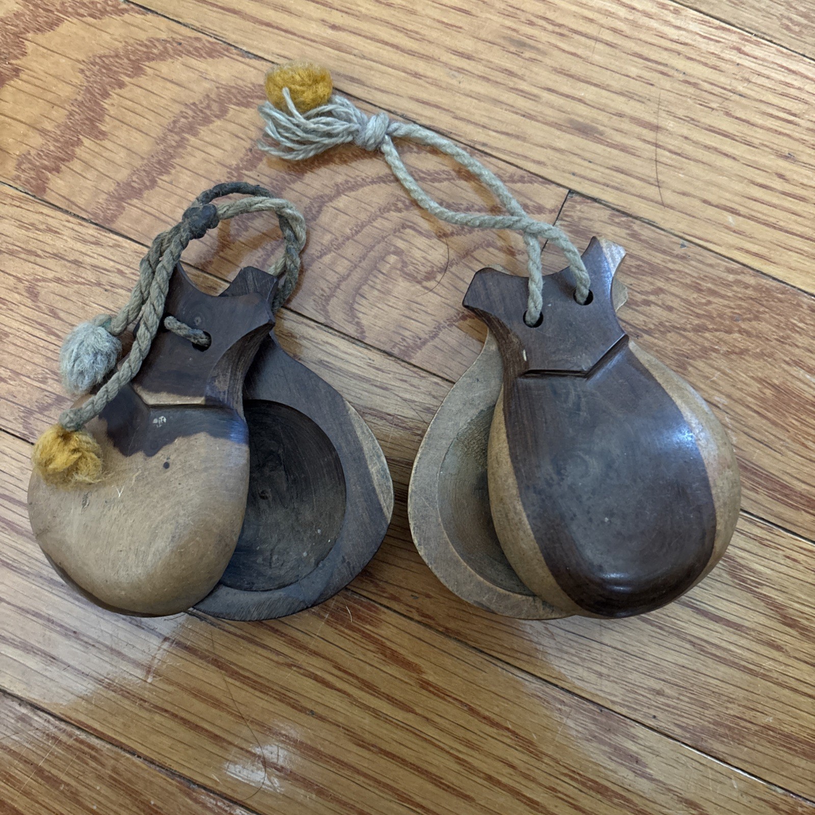 Excellent vintage Spanish carved wood Castanets