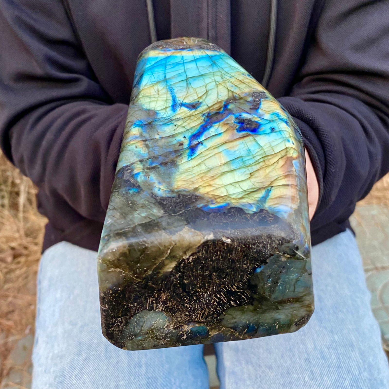 4.8LB Natural Labrador flash moonstone quartz crystal mineral specimen