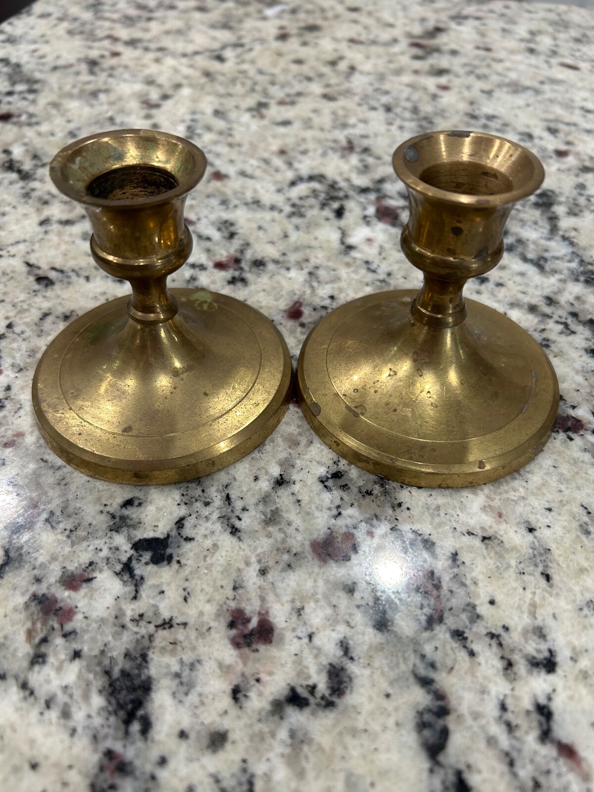 Vintage Hosley International Solid Brass Candlestick Holder Set of 2 3”