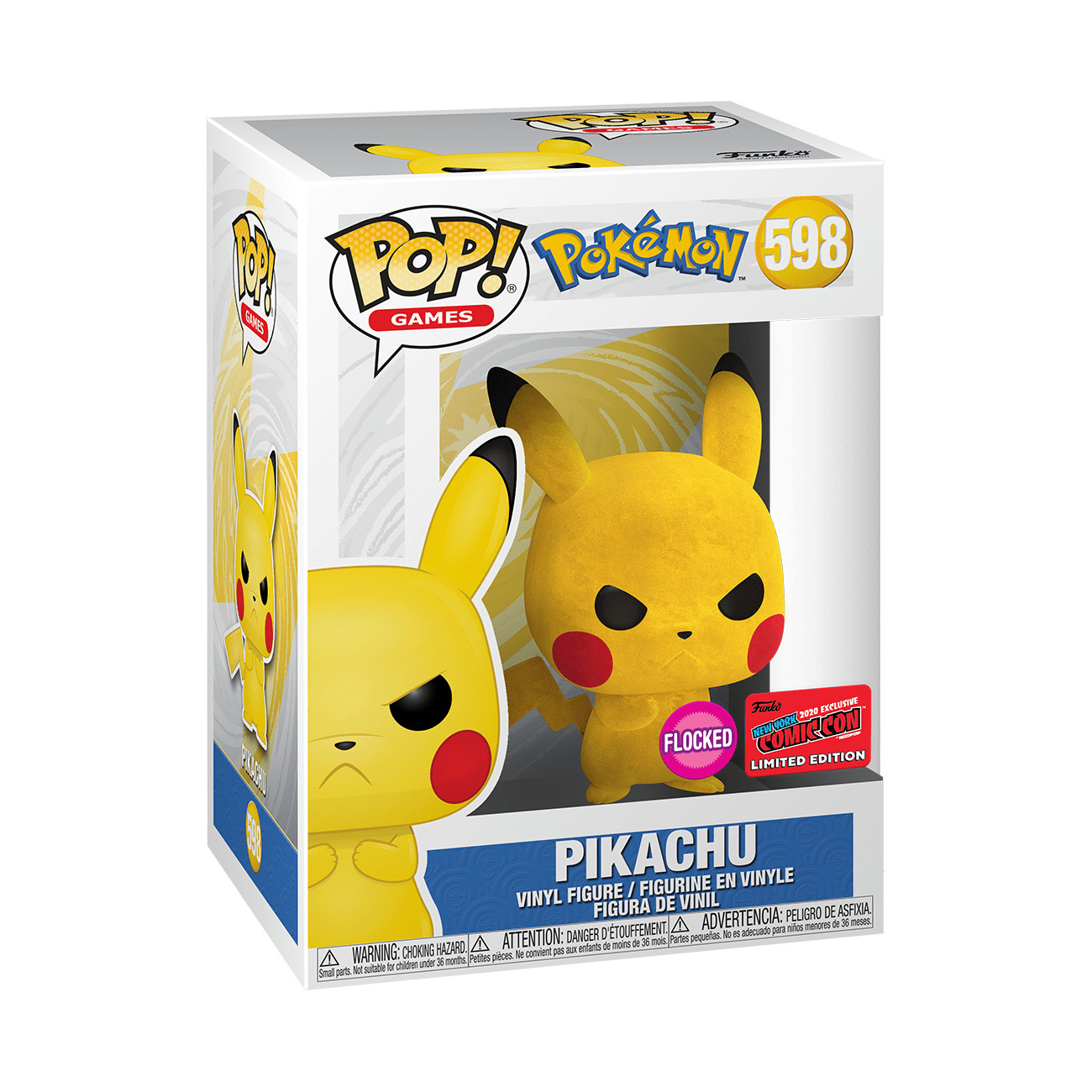 Funko POP! Games Pokemon Pikachu Flocked #598 New York Comic Con Exclusive
