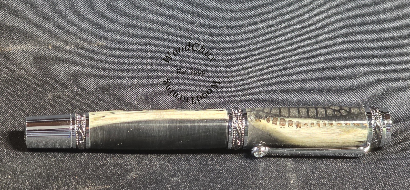 Handmade Exotic Alligator Jaw Bone & Black Resin Rollerball Fountain Pen 1613a