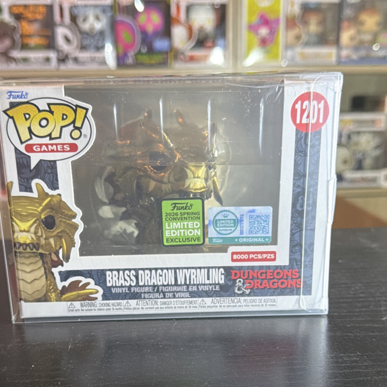 Funko pop!Brass dragon Wyrmling ECCC LE supreme 8000 D&D IN HAND W/ PROTECTOR