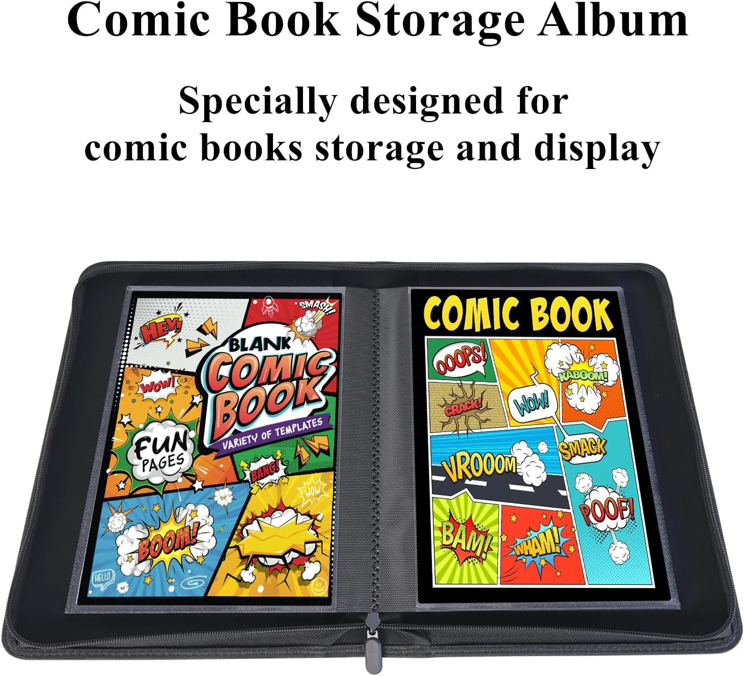 Comic Book Binder, 24+ Pockets Comic Book Storage Album, Premium PU Leather Comi