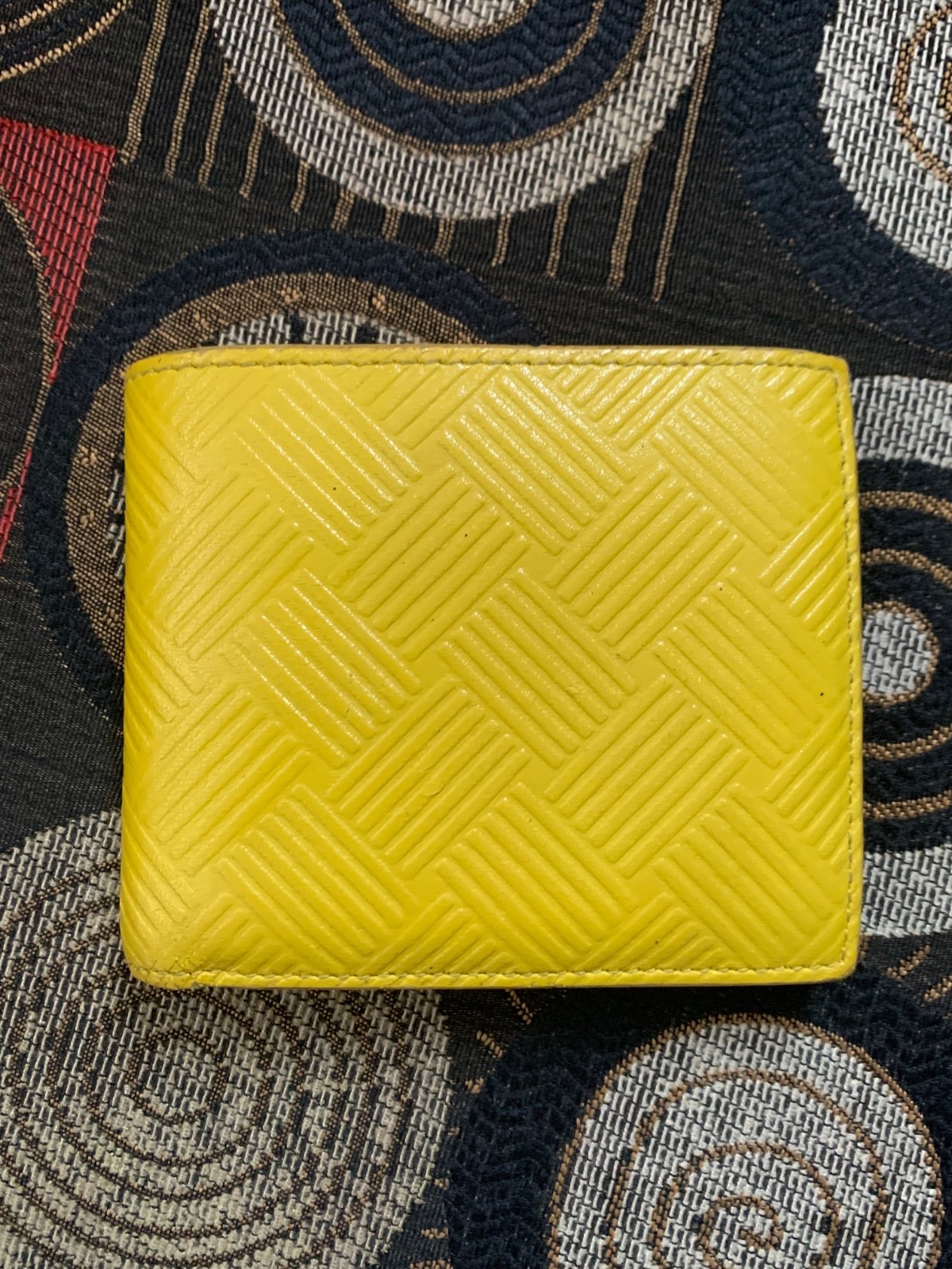 Authentic Bottega Veneta Yellow Embossed Leather Mens Bifold Wallet ! !