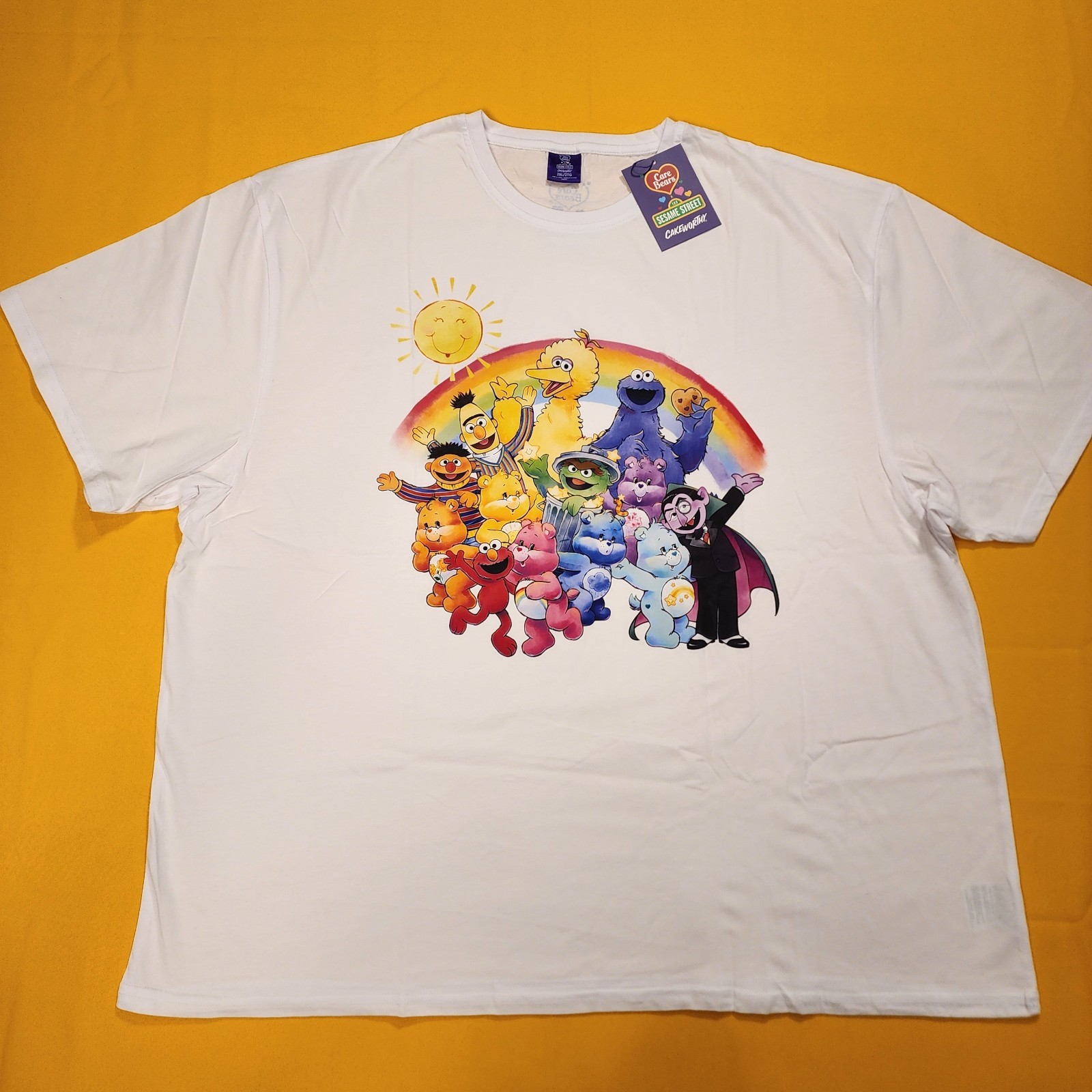 Cakeworthy Care Bears x Sesame Street Drop Sleeve Tee Shirt Unisex 2XL NEW