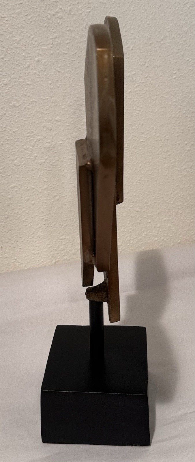 Bronze Heart on Stand Sculpture Brutalist MCM Abstract Modernist Art Cast Alumin