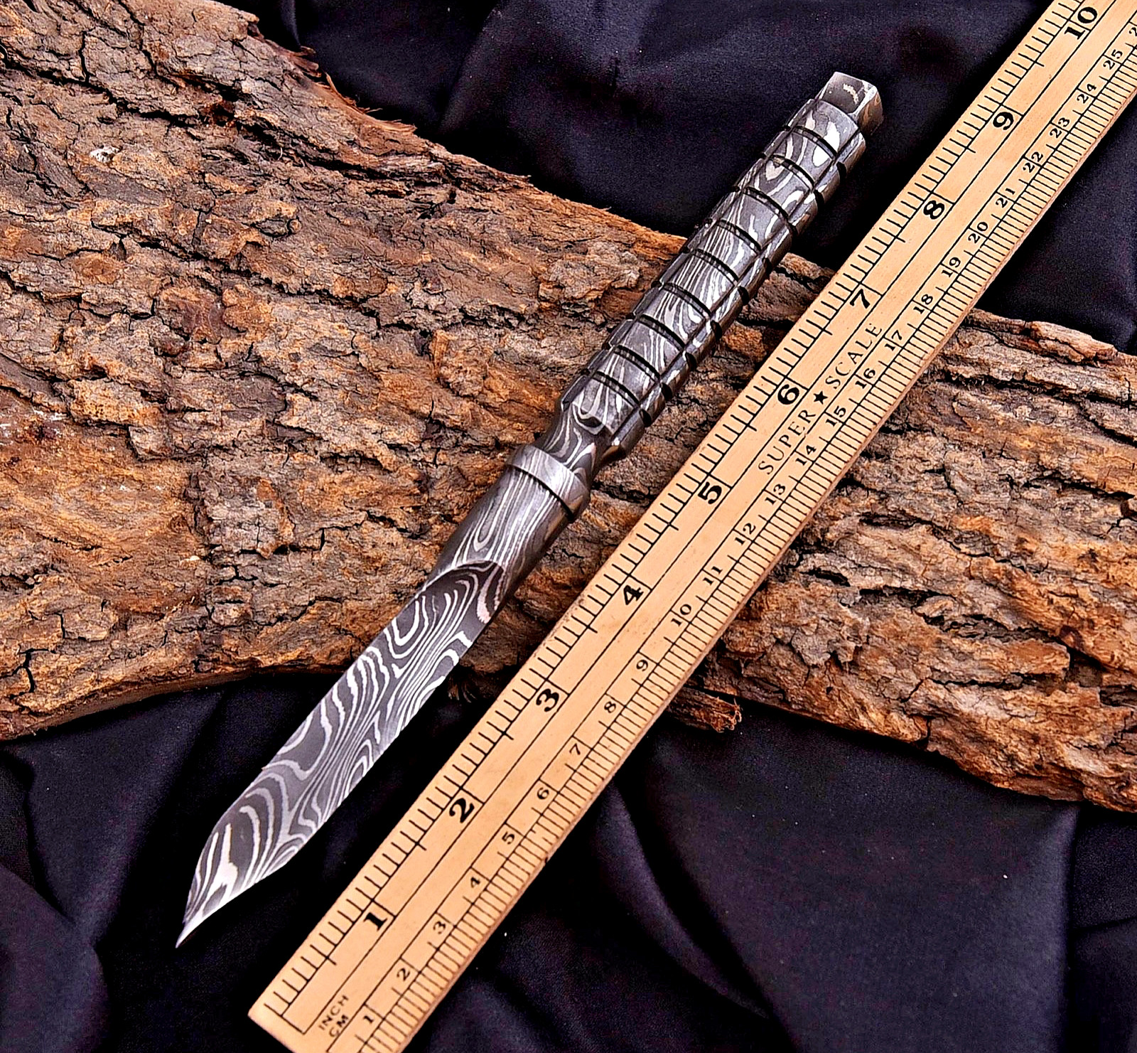 CUSTOM MADE HAND FORGED DAMASCUS STEEL KRIS BLADE TRI EDGE DAGGER KNIFE UU 63