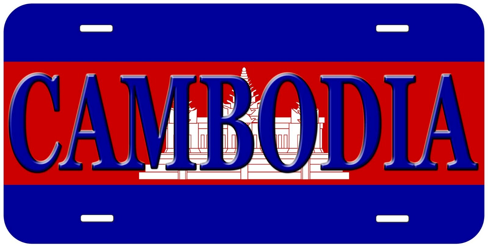 Cambodia Flag with Country Name Novelty Car Tag License Plate