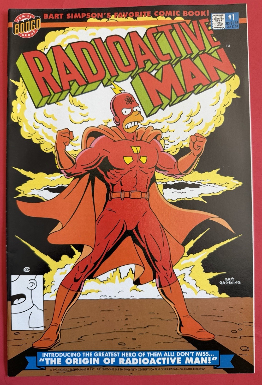 RADIOACTIVE MAN #1 BART UPC Bar Code VARIANT 1993 SIMPSONS BONGO COMIC BOOK NM