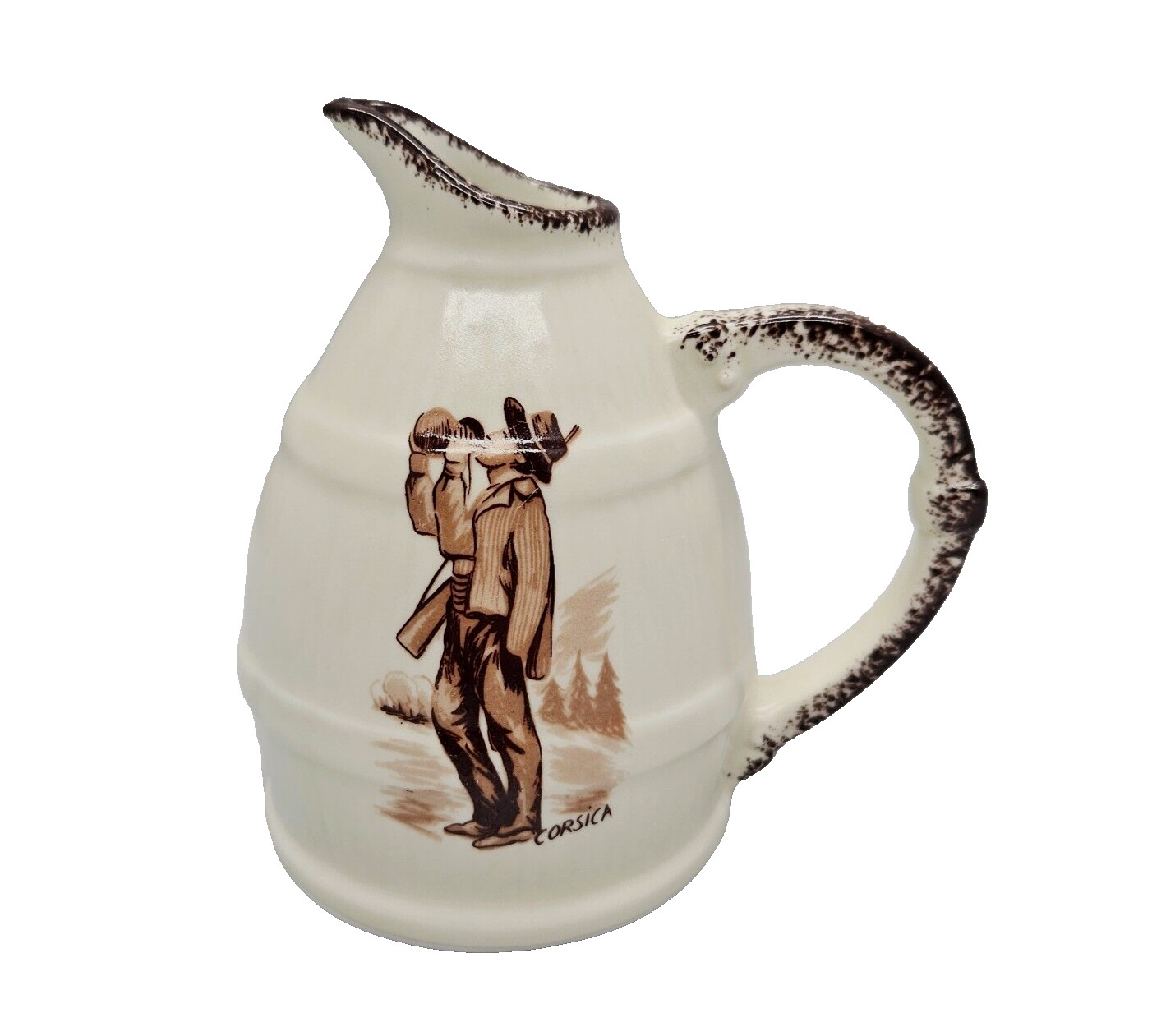 Portigliolo Sm Ceramic Pitcher Jug Corsica Hunter Drinking Cabin Core Farmhouse
