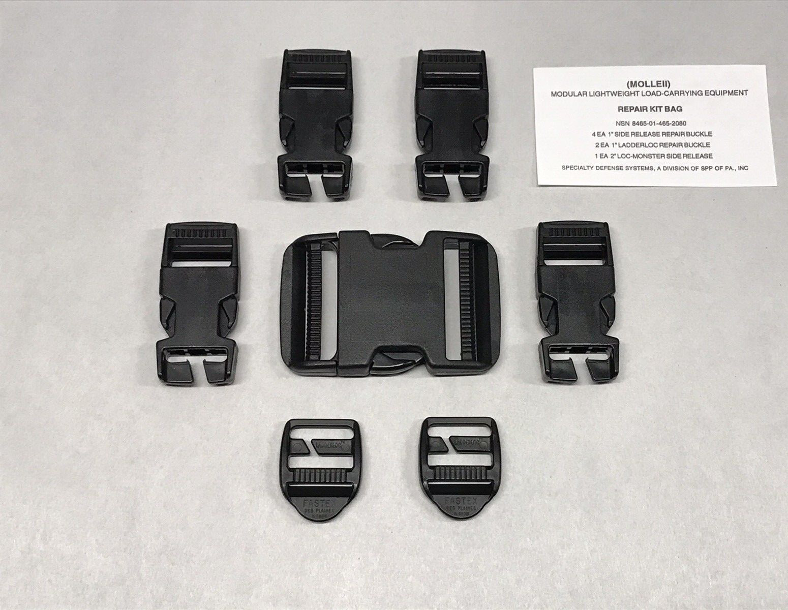 MOLLE Black Buckle Repair Kit SDS USGI NSN 8465-01-465-2080