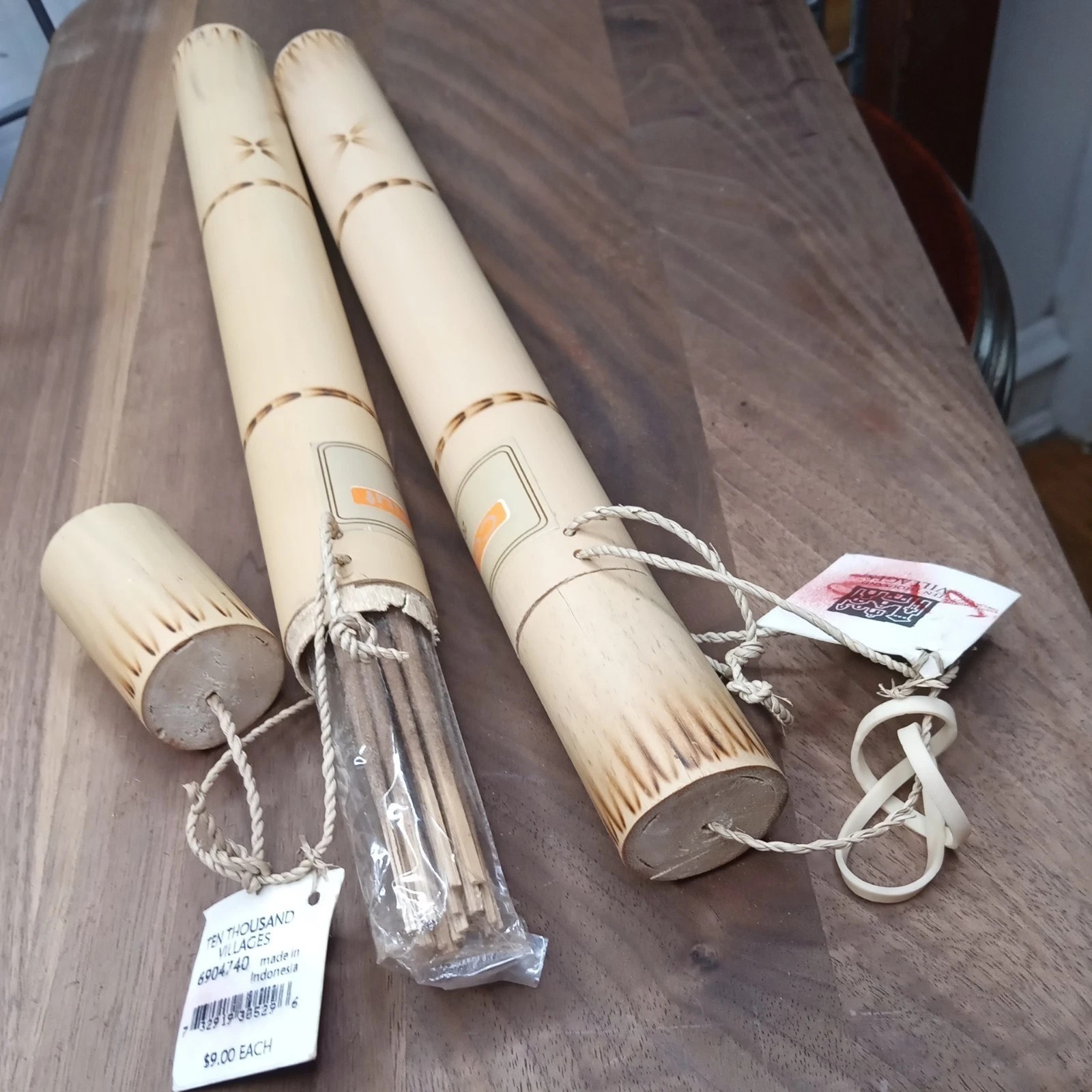 TWO Ten thousand Villages vintage COCONUT insence #20 each IN bamboo tubes. da
