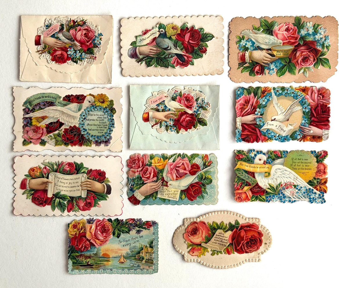 11 Antique Embossed Diecut Calling Cards
