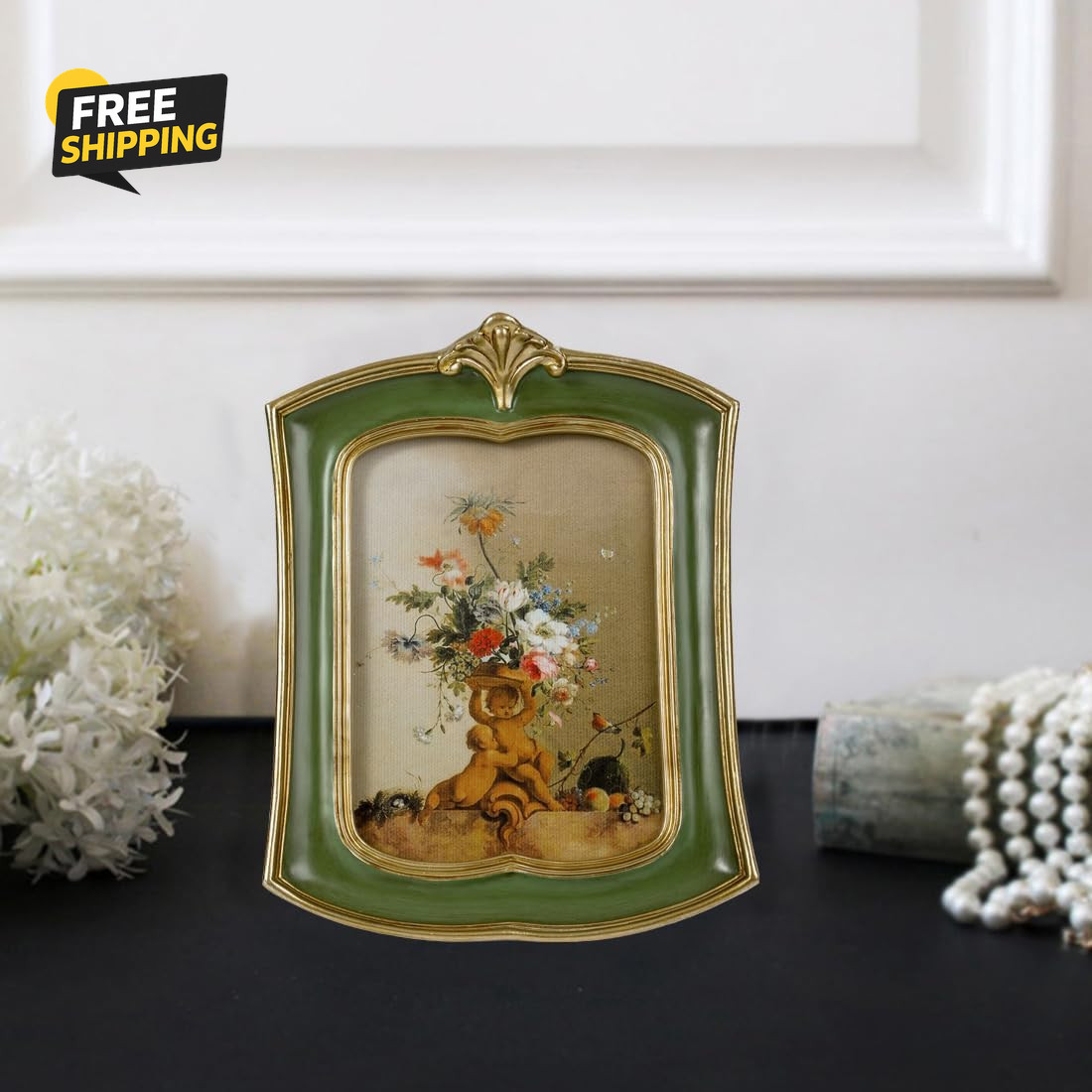 Vintage Picture Frame 4X6 Antique Ornate Photo Frame Tabletop and Wall Hanging