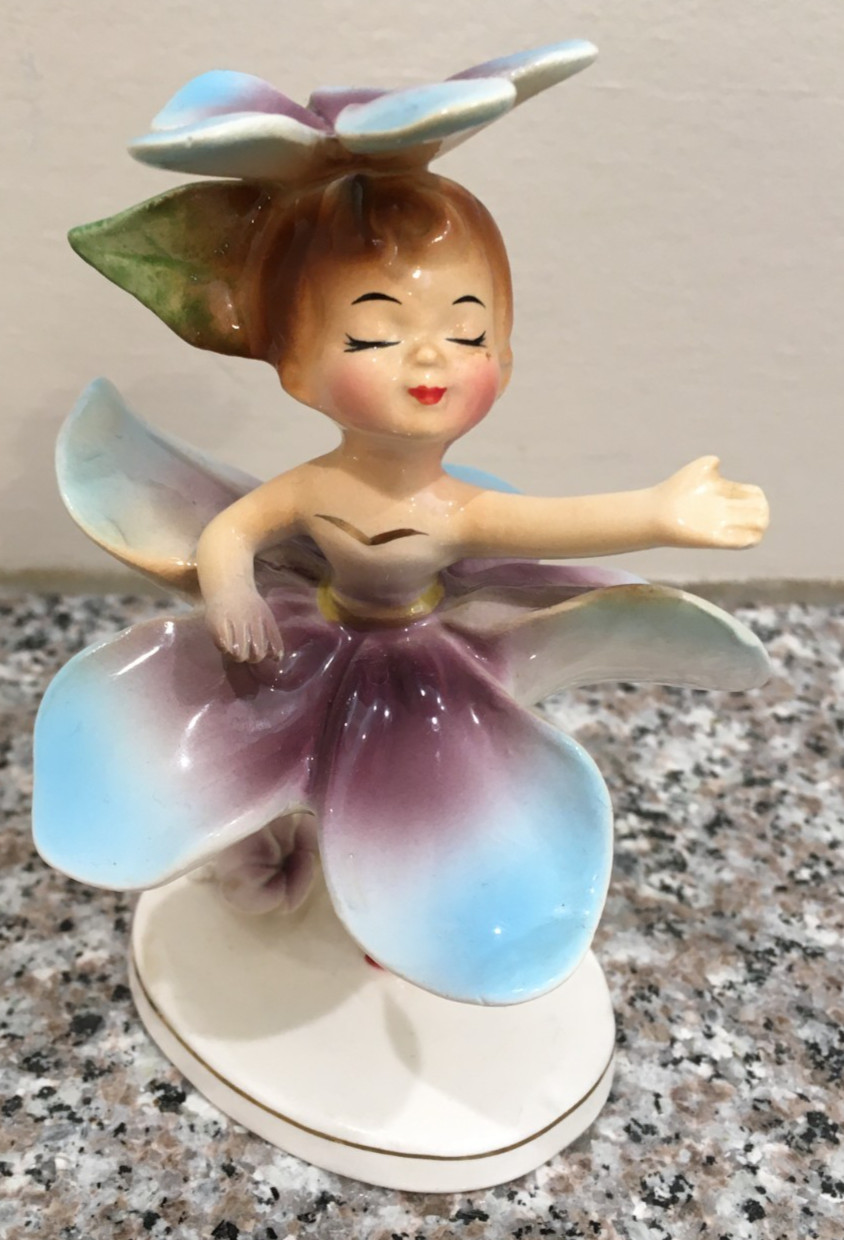Vintage Geo Z Lefton 1957 Flower Ballerina Japan 595 Ceramic Figurine RARE!
