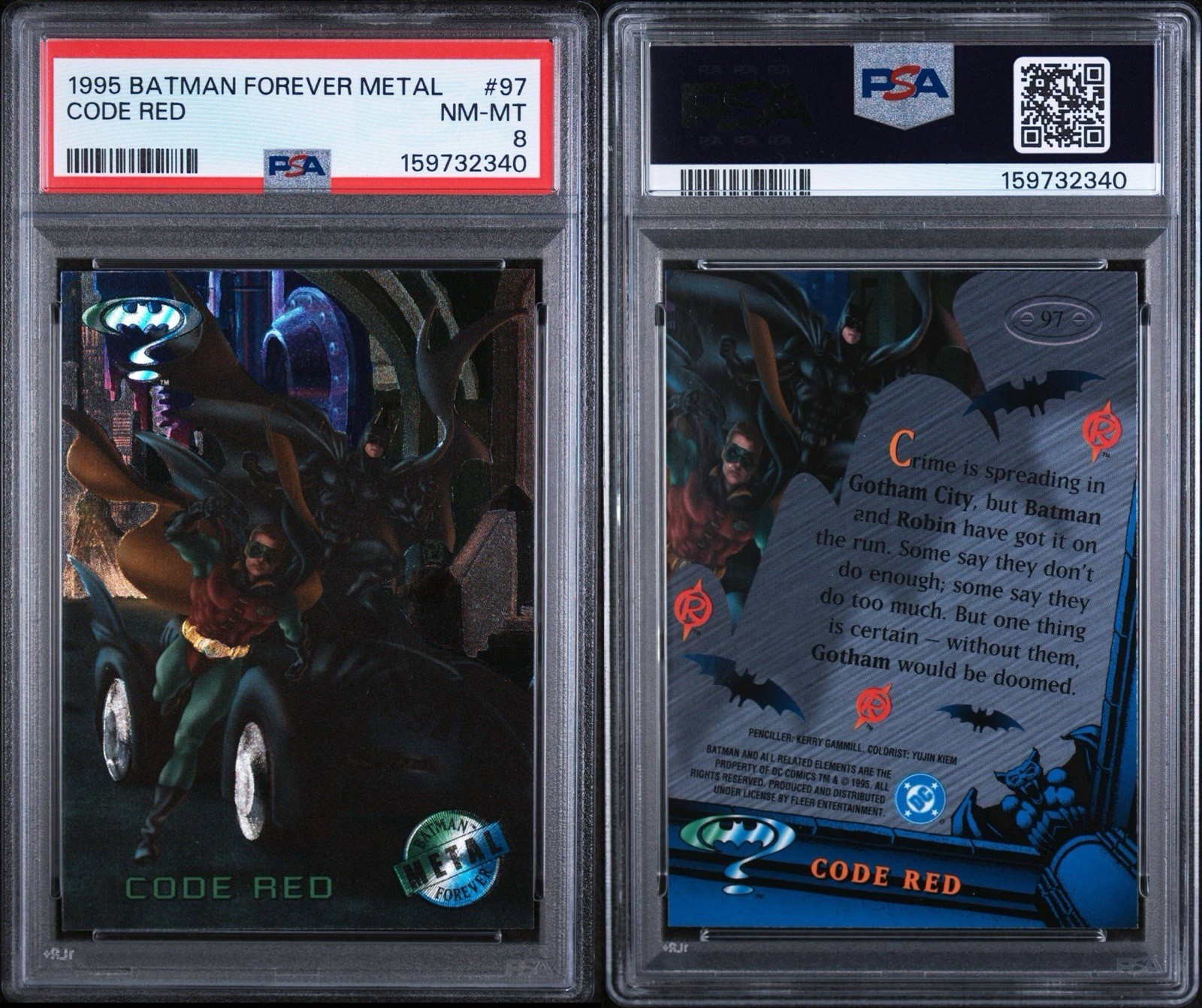 1995 BATMAN FOREVER METAL 97 CODE RED PSA 8