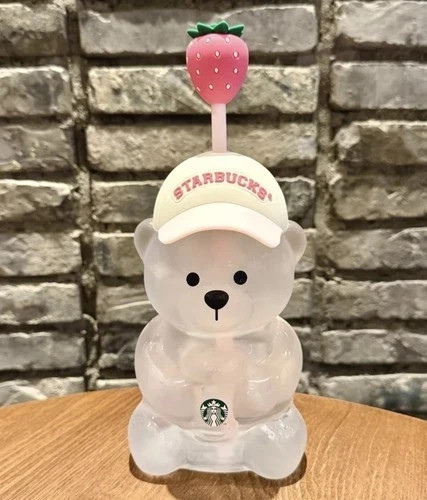 2026 New Starbucks Bearista Bear Cup Tumblers Strawberry Topper Baseball cap