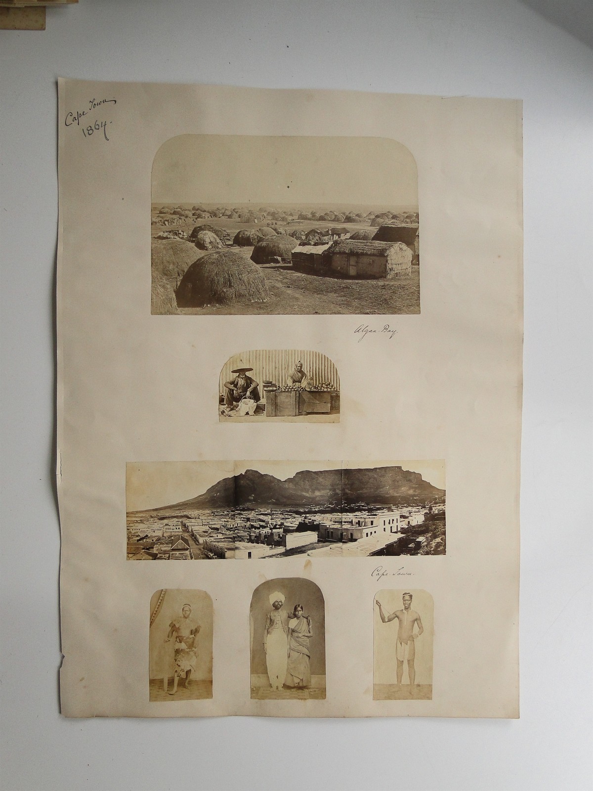 Cape Town Algoa Bay South Africa Table Mountain Album Page 1864 VTG Photo