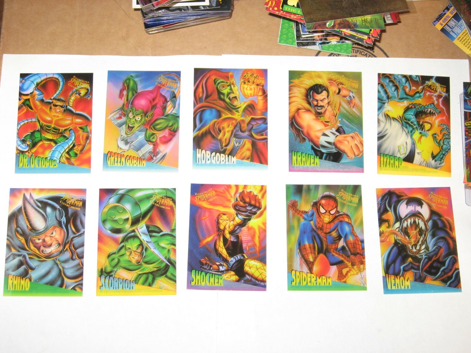 1995 Fleer ULTRA Spider-Man INSERT CLEAR CHROME 10 Card Set VENOM CLEARCHROME